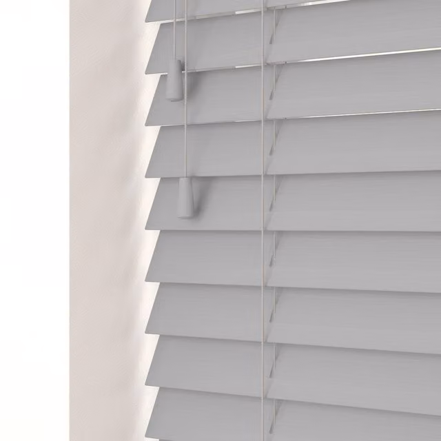 NewEdgeBlinds Fine Grain Faux Wood Venetian Blinds with Cord, Grey, Width: 160 cm