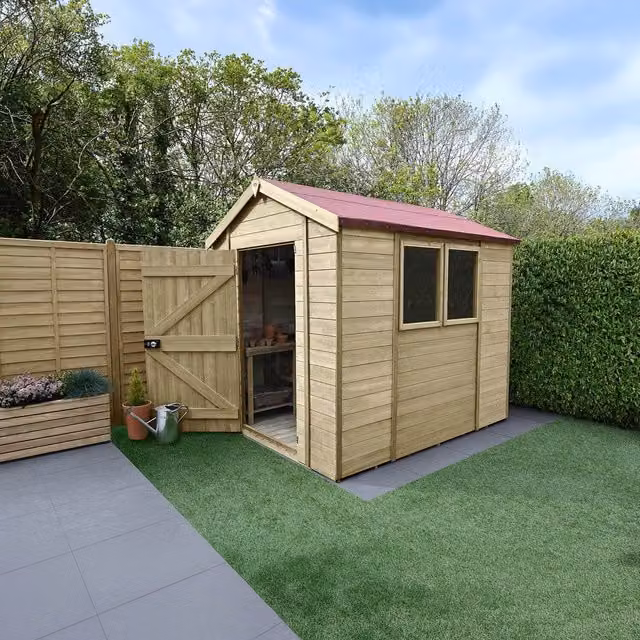 Forest Garden Timberdale T&G Pressure Treated Apex Shed in Brown