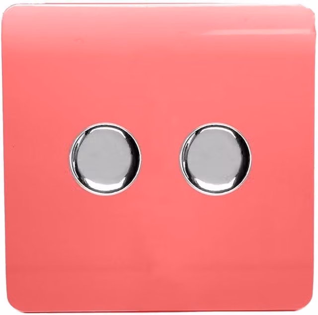 Trendi Modern Glossy Tactile 2 Gang 2 Way LED Dimmer Switch in Strawberry Red