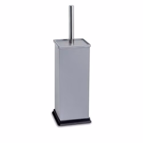 Harbour Housewares Matte Grey Square Toilet Brush and Holder Set with Enclosed Stainless Steel Design