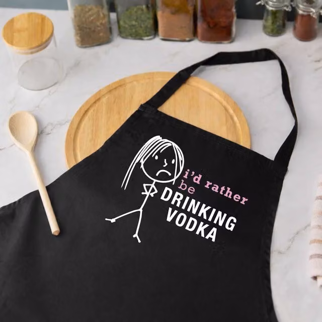 60 Second Makeover Women's I'd Rather Be Drinking Vodka Apron in Black