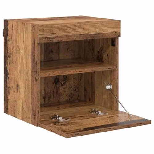 vidaXL Modern Wall-Mounted TV Cabinet in Brown with Integrated Lighting and Internal Shelves, W/D/H: 40 x 30 x 40 cm