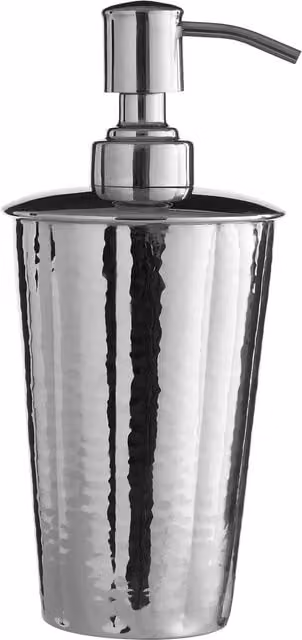 Orsina Refillable Metal Lotion Dispenser with Pump in Silver Hammered Nickel Finish