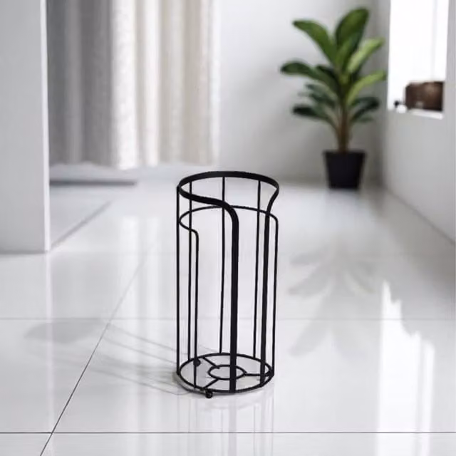 Showerdrape Dante Freestanding Metal Spare Toilet Roll Holder in Black