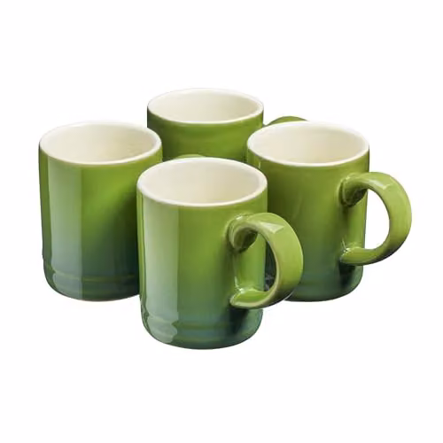 Cooks Professional 4 Piece Espresso Coffee Cup Set, Green Stoneware, 100ml Capacity