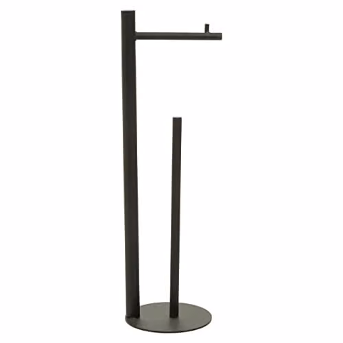 Premier Houseware Orsina Fay Black Metal Freestanding Toilet Roll Holder with Spare Roll Stand