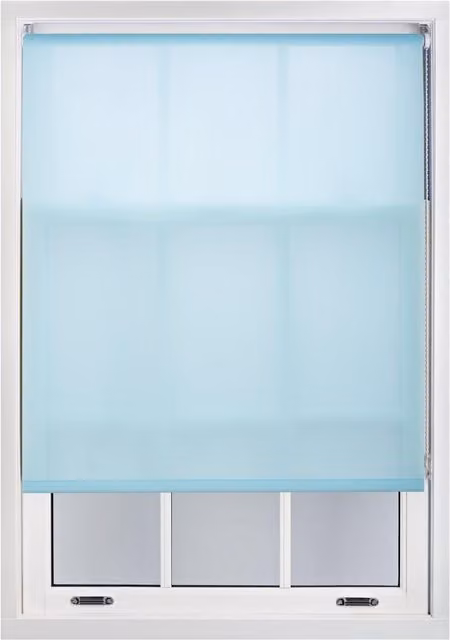 Furnished Blue Semi-Transparent Polyester Daylight Roller Blinds, W: 210 cm, H: 165 cm