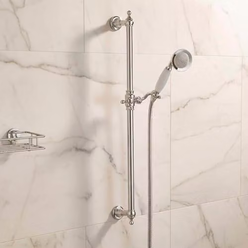Nes Home Traditional Solid Brass Slider Rail Shower Handset and 1.5m Hose in Chrome