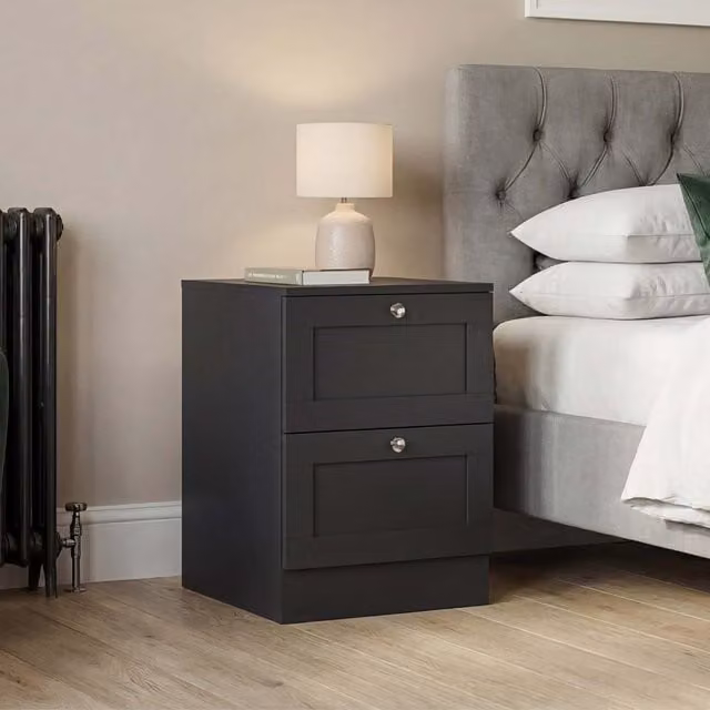 Vida Designs Altino 2 Drawer Bedside Chest in White and Black
