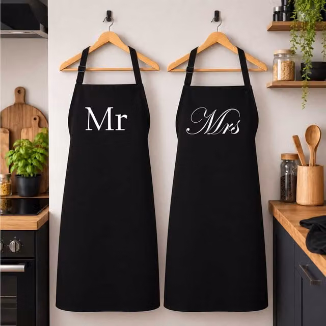 60 Second Makeover Mr & Mrs Black Adult Apron Set