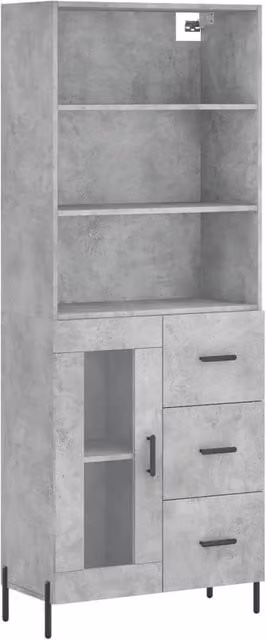 Berkfield Home Highboard in Concrete Grey, W/D/H: 69.5 x 34 x 180 cm