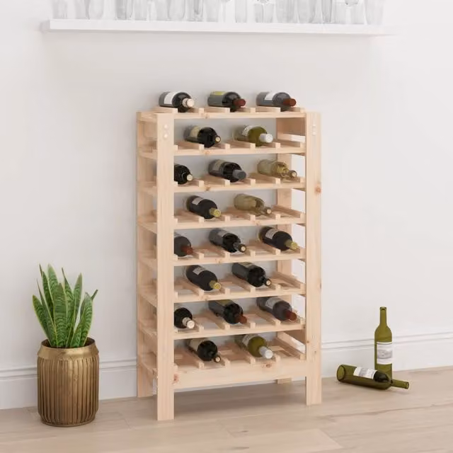 Berkfield Home Rustic Solid Wood Pine Wine Rack, Brown, W/D/H: 61.5 x 30 x 107.5 cm
