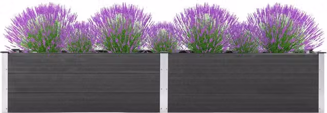 Berkfield Home Garden Grey WPC Raised Bed W/D/H: 200 x 50 x 54 cm