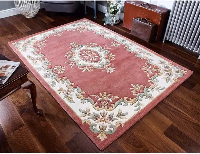 Melrose Interiors Antique Design Hand-Tufted Wool Area Rug, Pink, W: 80 cm, D: 150 cm