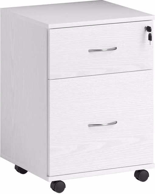 Rolipo Modern 2-Drawer Lockable Filing Cabinet in White Matt MDF