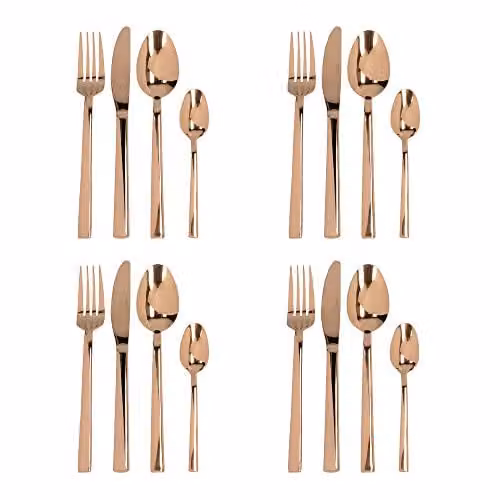 Mikasa 16 Piece Copper Coated Stainless Steel Cutlery Set with Case
