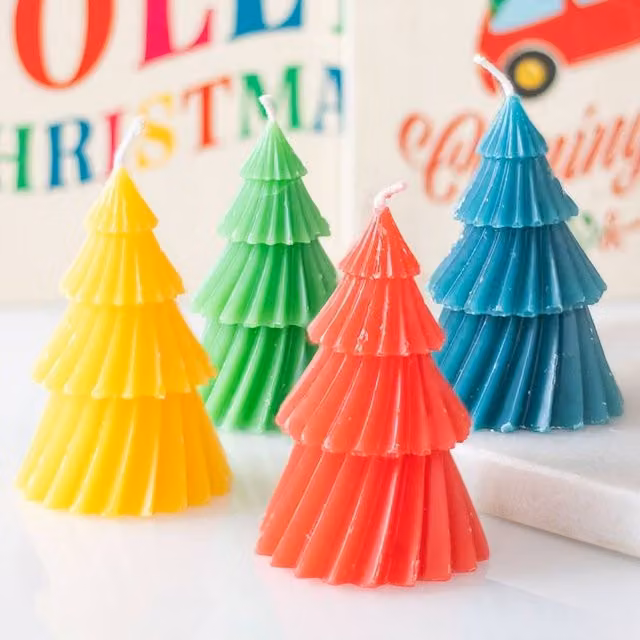 Uniqueful Set of 4 Multicolour Christmas Tree Figure Candles