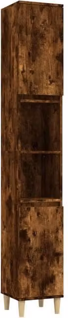 Berkfield Home Smoked Oak Bathroom Cabinet, Brown, W/D/H: 30 x 30 x 190 cm