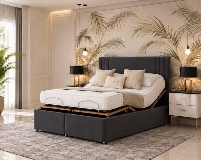 K Mehmood Enterprise Ltd Inspire Adjustable Mobility Bed with Mattress and Headboard in Grey