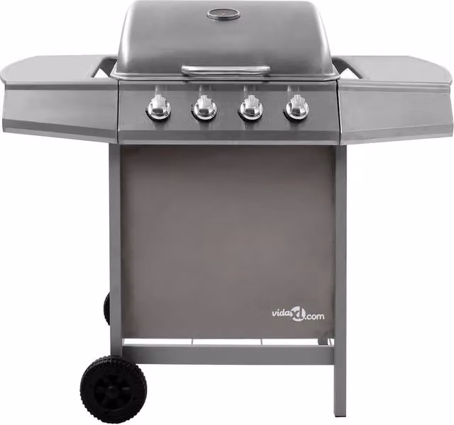 Berkfield Home 4 Burner Gas BBQ Grill with Cart and Thermometer, Silver