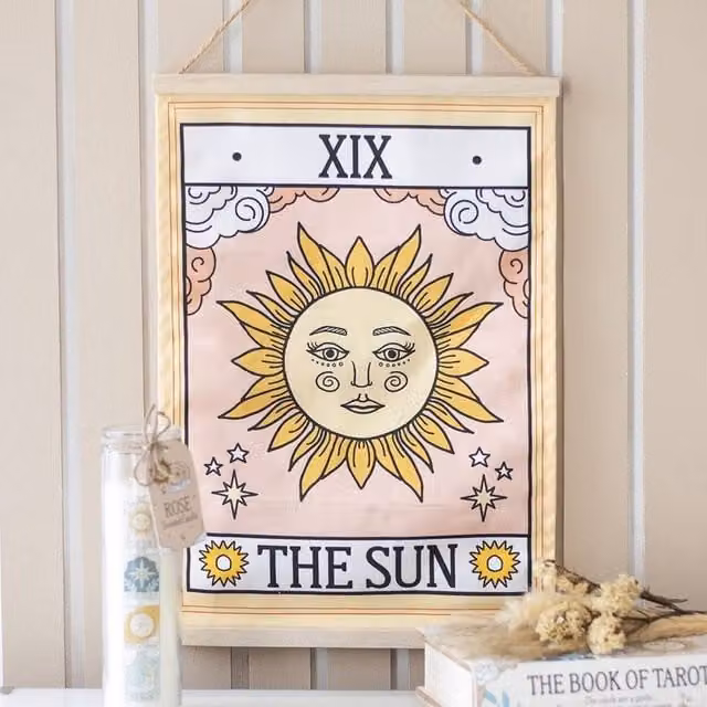Uniqueful The Sun Vintage Tarot Textile Wall Hanging, Multicolour, W: 42 cm, H: 59 cm