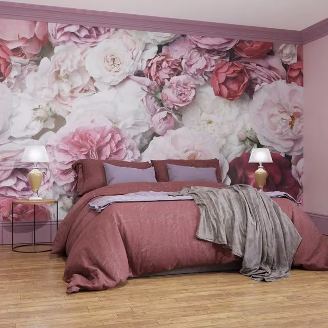Superfresco Easy Blush Bouquet Pink Floral Botanical Mural W: 300 cm, H: 280 cm
