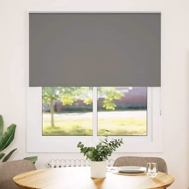 Berkfield Home Grey Blackout Roller Blind, Thermal Insulating Polyester, W: 130 cm, H: 175 cm