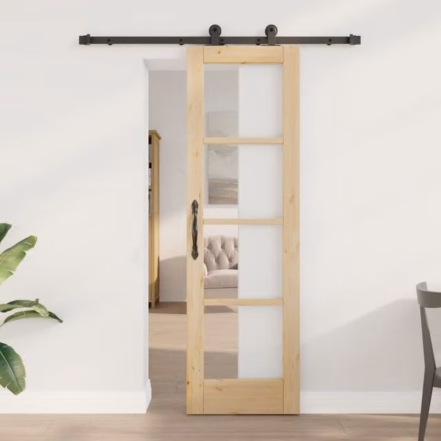 Berkfield Home Orkdal Sliding Door with Hardware Set, Beige, W: 61 cm, H: 198.5 cm