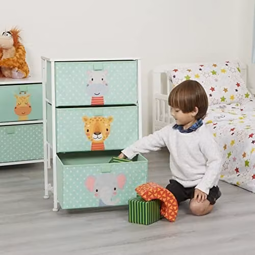 Liberty House Toys Jungle 3 Drawer Storage Chest in Green and White