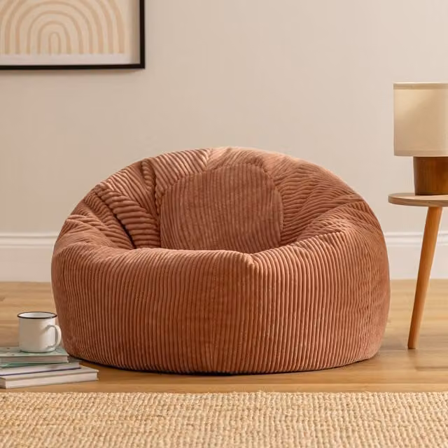 ICON Classic Corduroy Bean Bag for Adults in Pink with Removable Cover