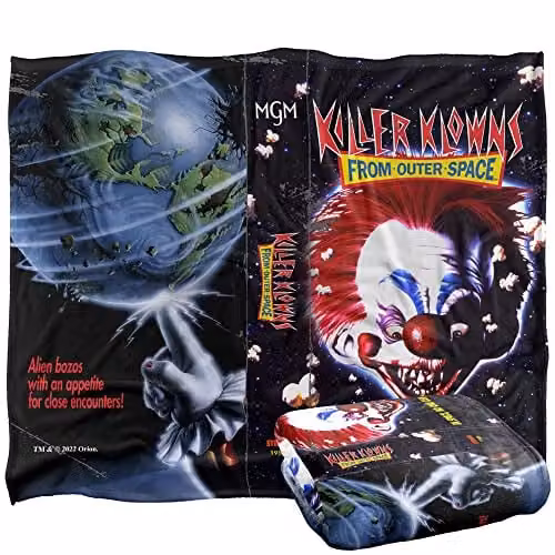 LOGOVISION Killer Klowns From Outer Space VHS Super Soft Microfiber Fleece Throw Blanket, W: 152 cm, D: 127 cm, Multicolour