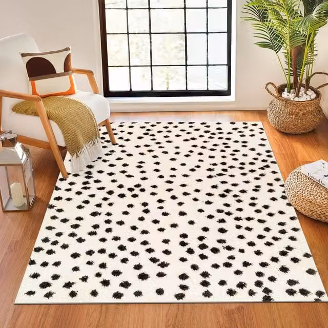 Livabliss Rodos Modern Soft Plush Pile Living Room and Bedroom Rug in Black and White, W: 160 cm, D: 215 cm