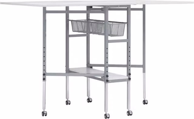 Sewing Online Height Adjustable Mobile Fabric Cutting Table, White