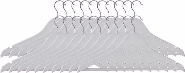 Orsina Set of 20 Matte White Plastic Clothes Hangers with Notches and Swivel Hooks