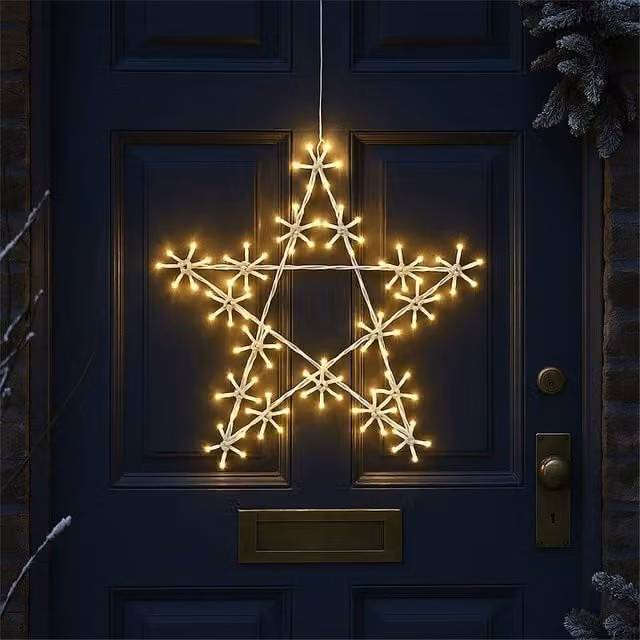 Xmas Haus Warm White LED Metal Star Outdoor Decoration, 50 cm, 3 m Lead