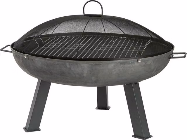 Harbour Housewares Cast Iron Fire Pit BBQ and Fire Bowl in Grey, Diameter: 75 cm