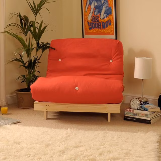 Comfy Living Red Luxury Futon Sofa Bed with Solid Pine Wood Frame