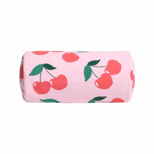 OHS Inflatable Bolster Pillow with Soft Microfibre Cover, Pink and Multicolour, W/D/H: 36 x 16 x 16 cm