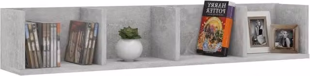 Berkfield Home Durable CD Wall Shelf in Concrete Grey, W/D/H: 100 x 18 x 18 cm