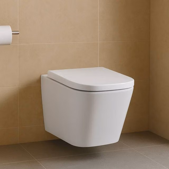 Bathroom Kingdom Milan Rimless Wall Hung Toilet with Soft Close Seat, White