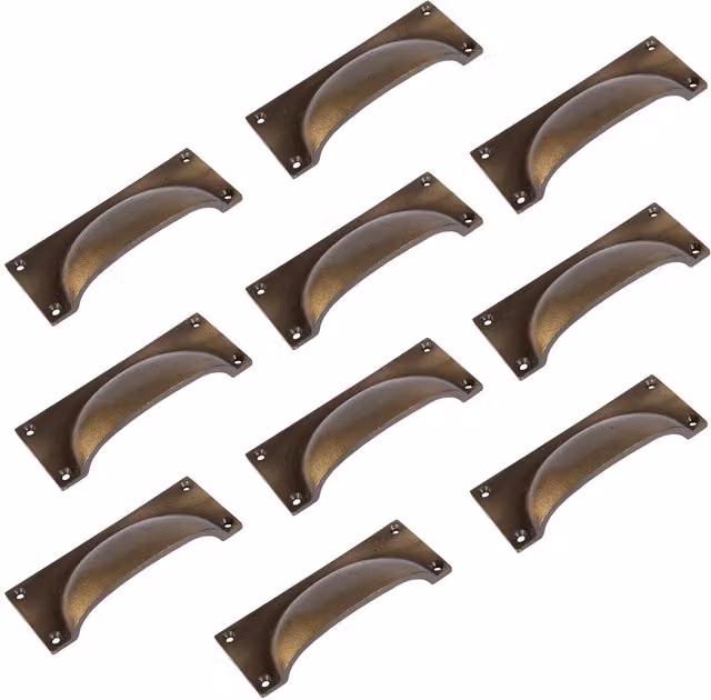 Hammer and Tongs Rectangular Cabinet Drawer Pull in Gold, Pack of 10