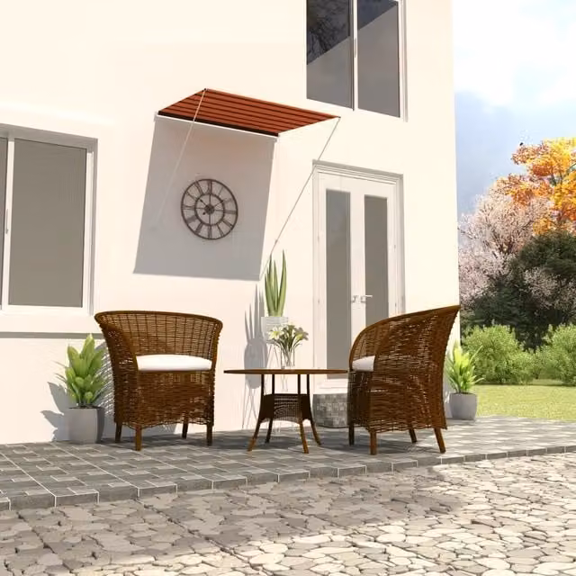 Berkfield Home Retractable Awning in Orange and Brown, W/D/H: 150 x 150 x 150 cm