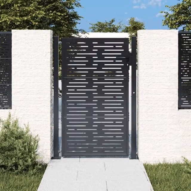 Berkfield Home Anthracite Steel Garden Gate with Square Design, W: 105 cm, H: 155 cm
