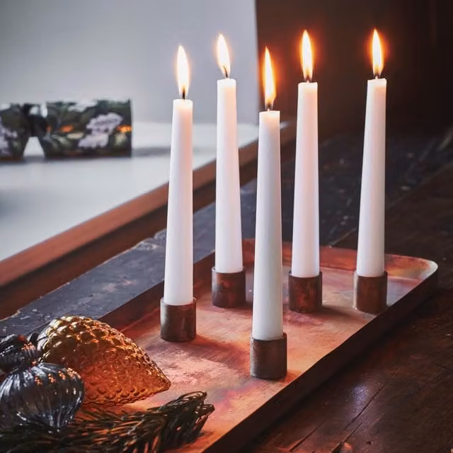 Ivyline Bronze Copper Metal Rectangular Centrepiece with Magnetic Taper Candle Holders W60cm D20cm H2.5cm