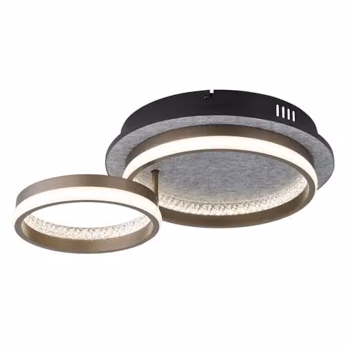 Globo Lighting Netlighting LED Semi Flush Ceiling Light in Black and Grey, 30W, 1200 lm, W/D/H: 47.2 x 34 x 14 cm
