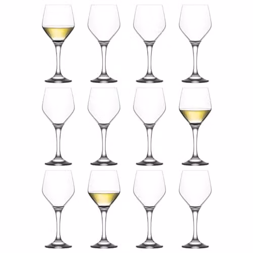 LAV Ella White Wine Glasses, 260ml, Pack of 12, Transparent