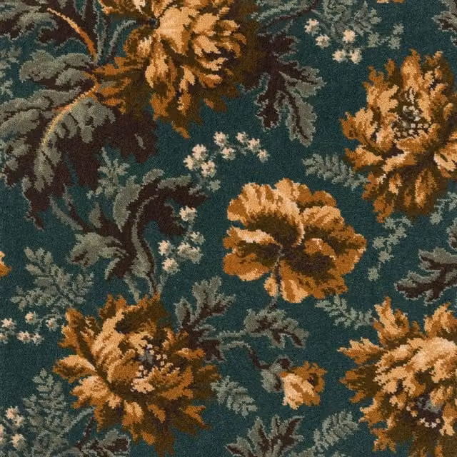 House of Hackney OPIA Floral Wool Rug in Petrol, W: 305 cm x D: 183 cm