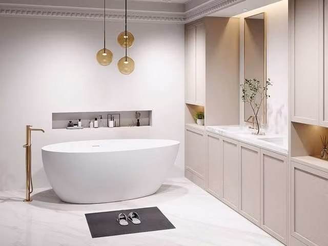 Vente-unique Asymmetric Freestanding Acrylic Bathtub in Matte White, W/D/H: 160 x 82 x 58 cm