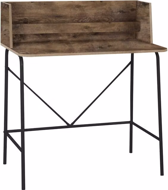 Nordlys Industrial Wood Computer Desk in Brown and Black