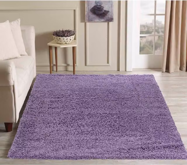 Desire Rugs Plain Fluffy Shaggy Area Rug in Purple, W: 160 cm, L: 230 cm